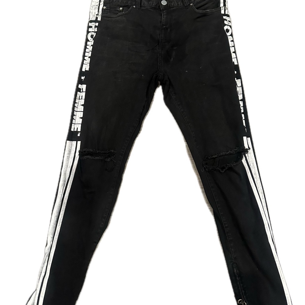 Black Jeans with White Accents